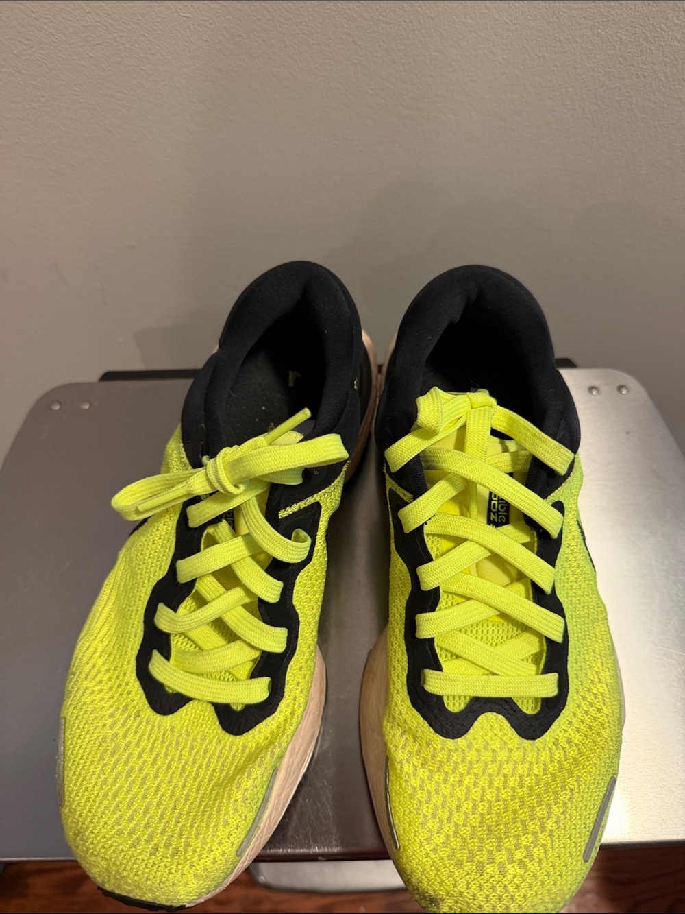 Nike Women's Neon Yellow and Black Running Sneakers